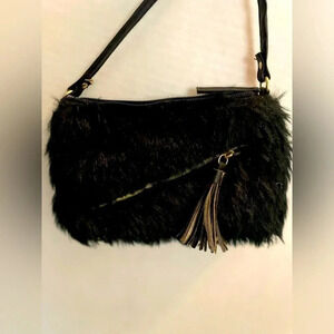 Rue 21 Y2K black faux fur crossbody small purse-NWT